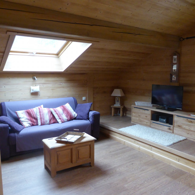 Séjour avec canapé et télévision/Living room with a sofa and a television-Clé des champs (Les Gentianes)-Le Grand-Bornand Séjour avec canapé et télévision/Living room with a sofa and a television-Clé des champs (Les Gentianes)-Le Grand-Bornand