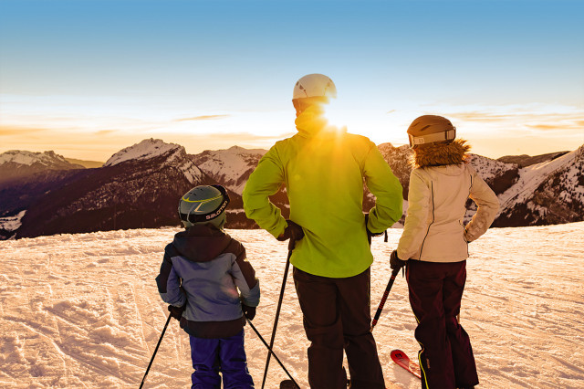 Ski coucher de soleil